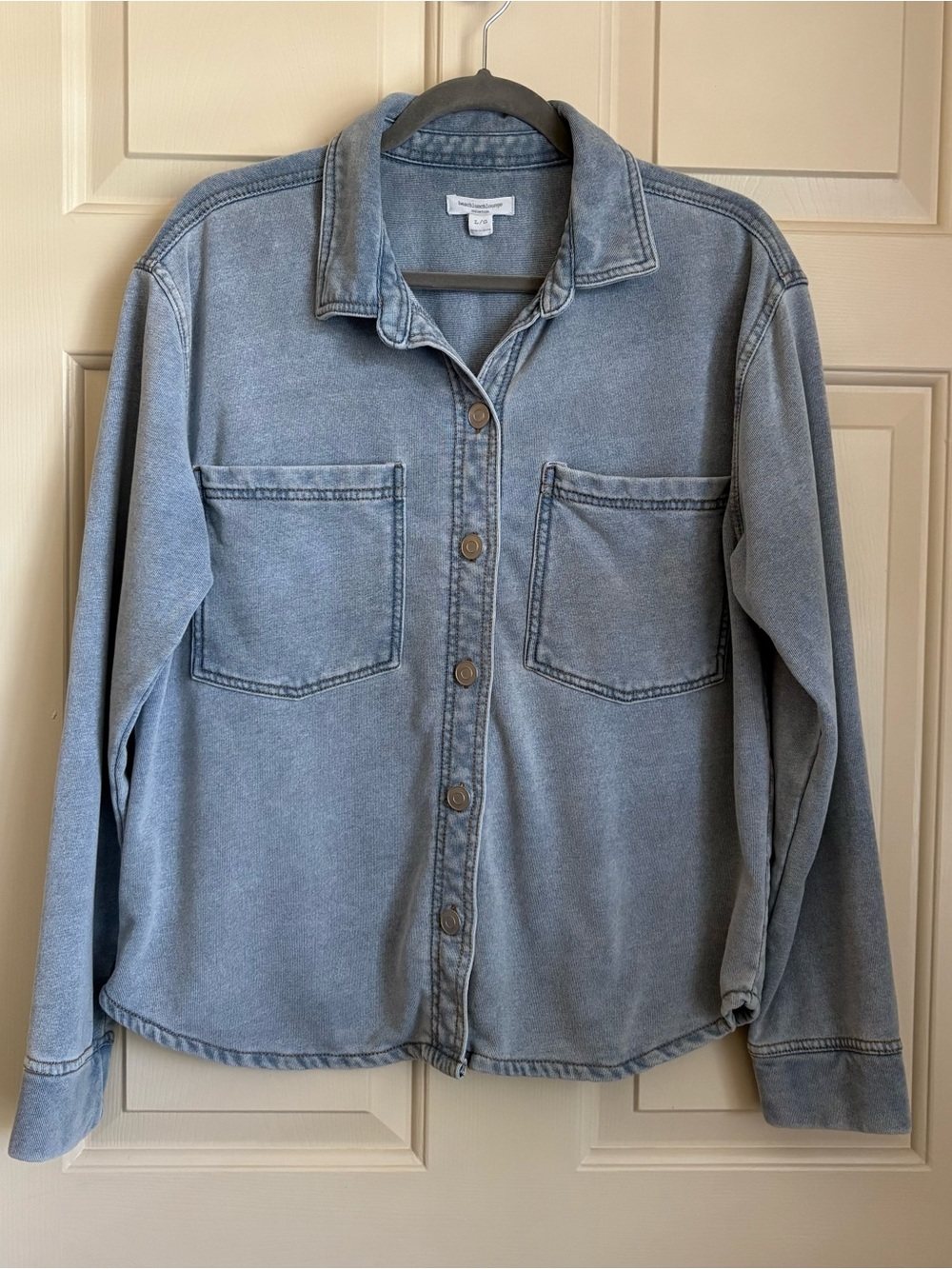 BeachLunchLounge Cotton Soft Denim Look Button-Up Shirt Jacket Shacket - Picture 2 of 11